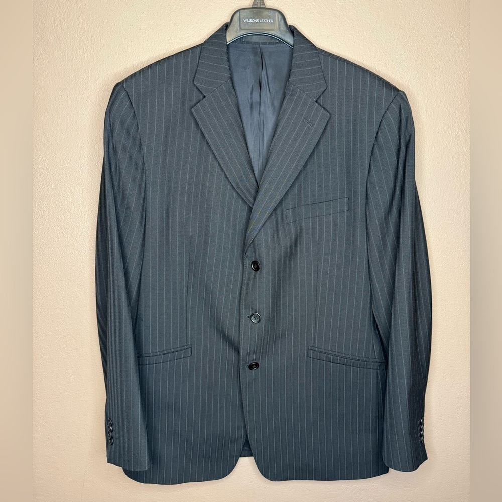 Versace Classic V2 Men's Vintage Pinstripe Wool-blend Blazer Suit Coat Size 58R - Picture 2 of 15